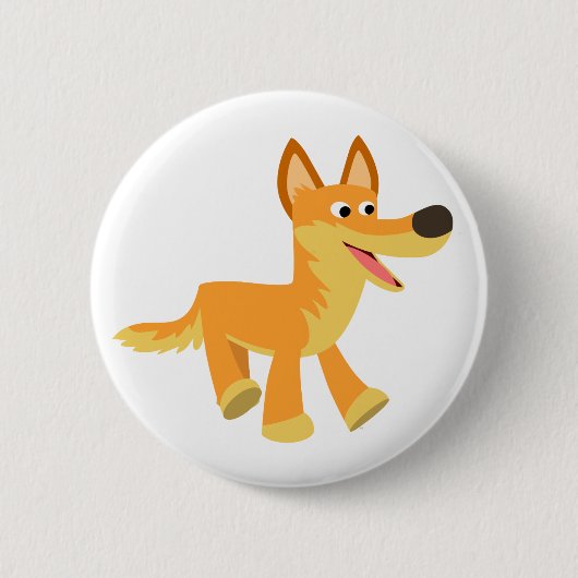 Cute Cartoon Dingo Button Badge (Voorkant)