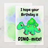 Cute cartoon Dino Birthday Kaart (Voorkant / Achterkant)