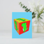 Cute Cartoon Dino Cube Art Briefkaart (Staand voorkant)