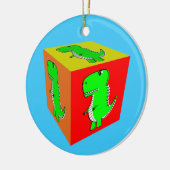 Cute Cartoon Dino Cube Art Keramisch Ornament (Links)