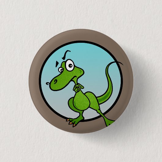 CUTE CARTOON DINOSAUR ROUND BUTTON (Voorkant)