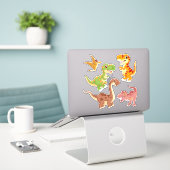 Cute Cartoon Dinosaur Sticker Set (Laptop op bureau)