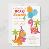 Cute Cartoon Dinosaur Theme Party Kaart (Voorkant)