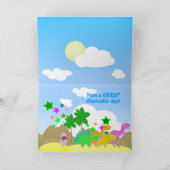 Cute Cartoon Dinosaurs Happy Birthday Card Kaart (Binnen)