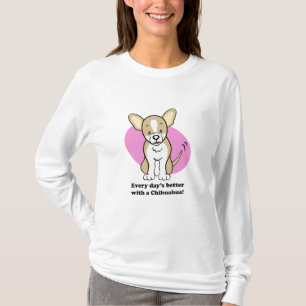 Cute Cartoon Dog Chihuahua Long Hoeve T-shirt
