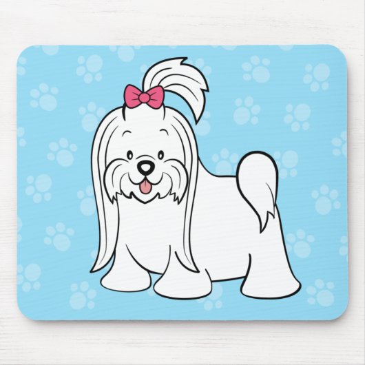 Cute Cartoon Dog Maltese Mousepad Muismat (Voorkant)