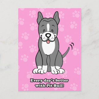 Cute Cartoon Dog Pitbull Briefkaart