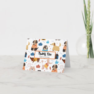Cute Cartoon Dog Theme Birthday Party Bedankkaart