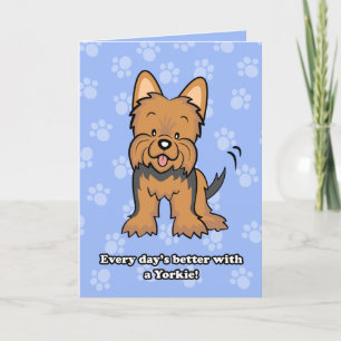 Cute Cartoon Dog Yorkie Wenskaart Kaart