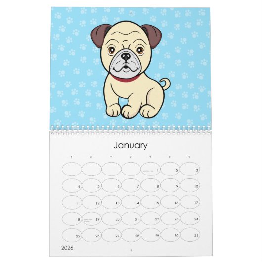 Cute Cartoon Dogs Calendar Kalender (Jan 2026)