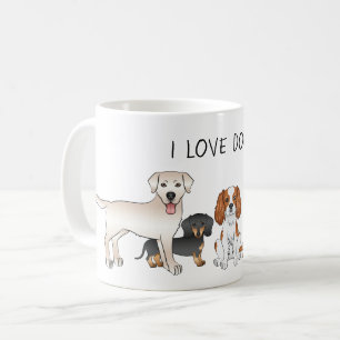 Cute Cartoon Dogs Illustratie - I Love Dogs Koffiemok