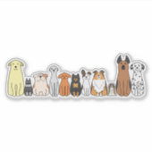 cute cartoon dogs in a row sticker (Devant)