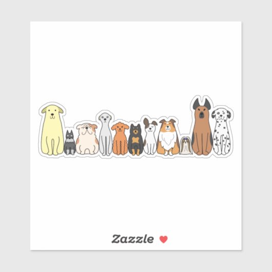 cute cartoon dogs in a row sticker (Feuille)