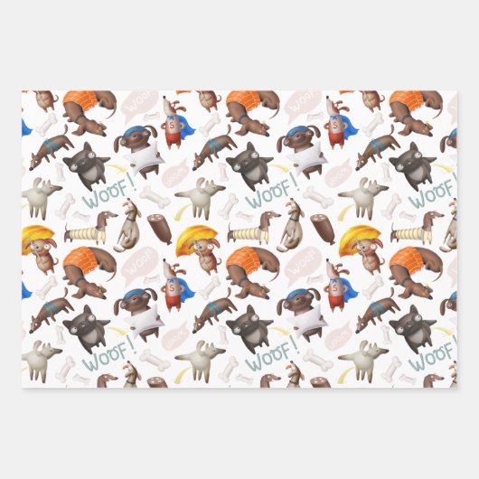 Cute Cartoon Dogs Inpakpapier Vel (Voorkant)