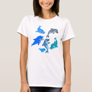 Cute Cartoon Dolfijnen Koppel Dames T-Shirt