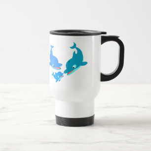 Cute Cartoon Dolphin Familie Reisbeker