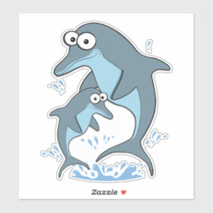 Cute Cartoon Dolphins Sticker