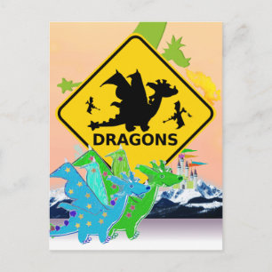 Cute Cartoon Dragons Briefkaart