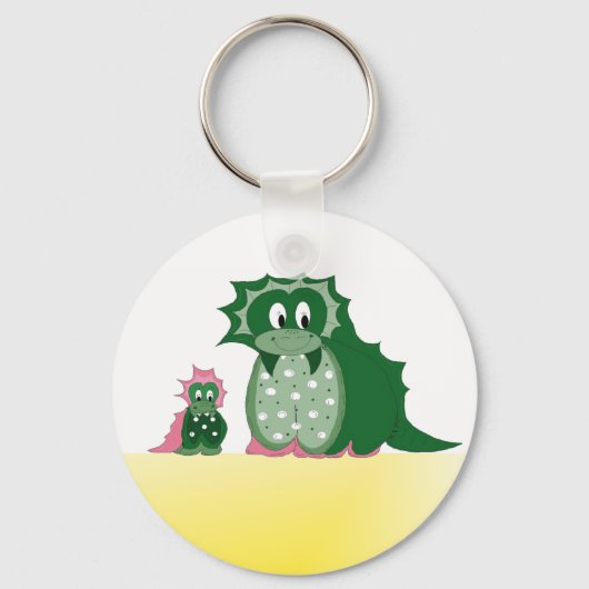 Cute Cartoon Dragons Sleutelhanger (Voorkant)