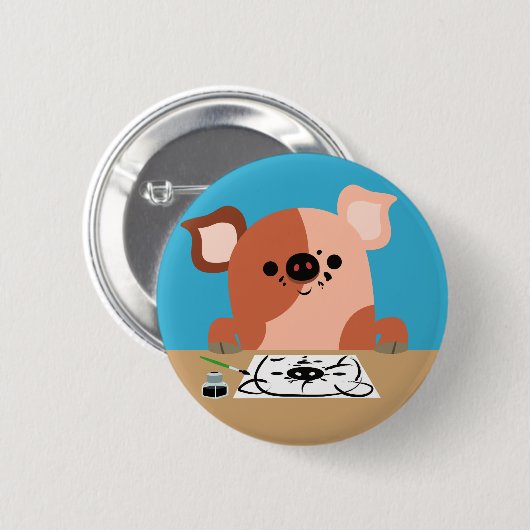 Cute Cartoon Drawing Piglet Button Badge (Devant & derrière)