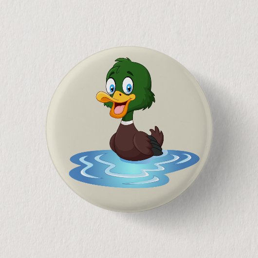 Cute Cartoon Duck Ronde Button 3,2 Cm (Voorkant)