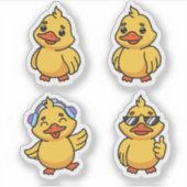 Cute cartoon ducks sticker set (Voorkant)