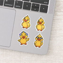 Cute cartoon ducks sticker set