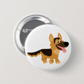 Cute Cartoon Duitse Herder Hond Knop Badge Ronde Button 5,7 Cm (Voorkant /achterkant)