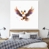 Cute Cartoon Eagle Flying – Friendly Vector Art Canvas Afdruk (Insitu (Slaapkamer))