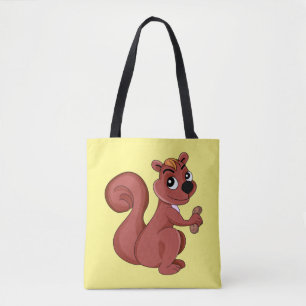 Cute cartoon eekhoorn met een pinda draagtas