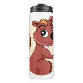 Cute cartoon eekhoorn met een pinda thermosbeker (Voorkant)