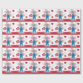 Cute Cartoon Elephant and Heart Pattern Cadeaupapier (Vlak)