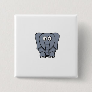 Cute Cartoon Elephant Clipart Vierkante Button 5,1 Cm