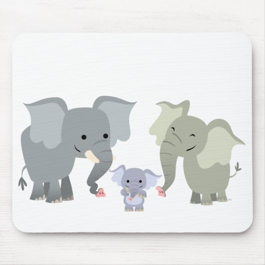 Cute Cartoon Elephant Family Mousepad Muismat (Voorkant)