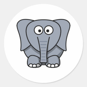 Cute Cartoon Elephant Ronde Sticker