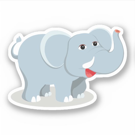 Cute Cartoon Elephant Sticker (Voorkant)