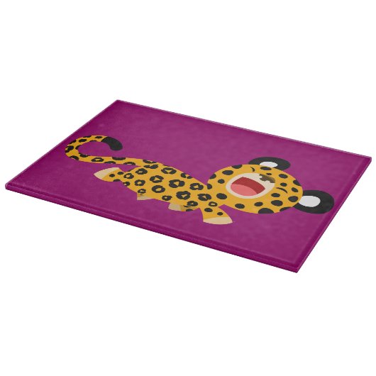 Cute Cartoon Facetious Leopard Cutting Board Snijplank (Hoek)