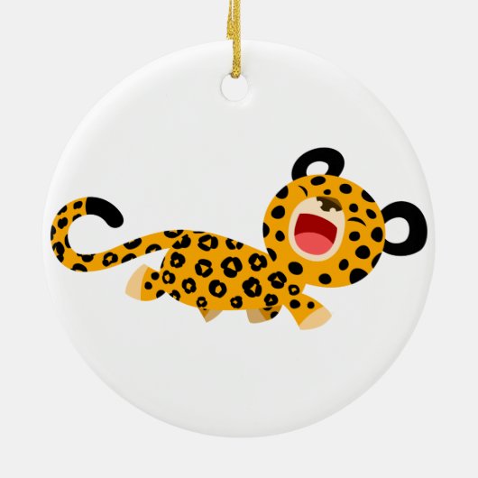 Cute Cartoon Facetious Leopard Ornament (Achterkant)