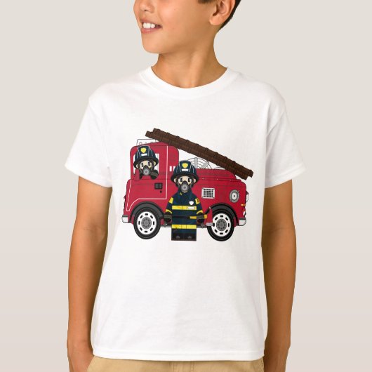 Cute Cartoon Fireman T-shirt (Voorkant)