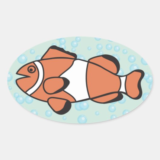 Cute Cartoon Fish Ovale Sticker (Voorkant)