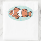 Cute Cartoon Fish Ovale Sticker (Tas)