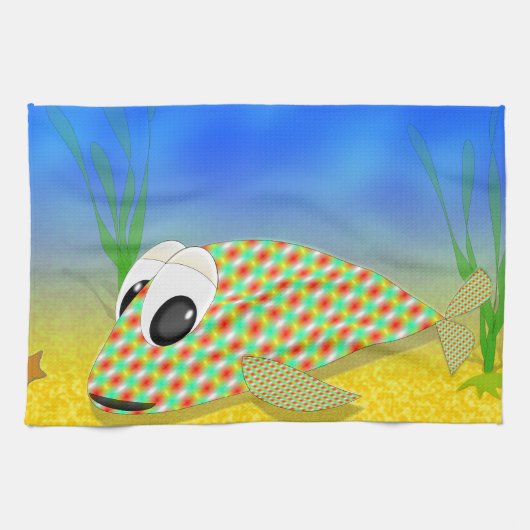 Cute Cartoon Fish Theedoek (Horizontaal)