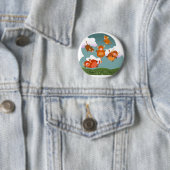 Cute Cartoon Floating Highland Koe Button Badge (In situ)