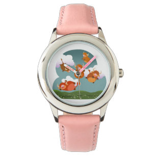 Cute Cartoon Floating Highland Koeien Watch Horloge