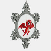 Cute cartoon flying devil tin sneeuwvlok ornament (Links)