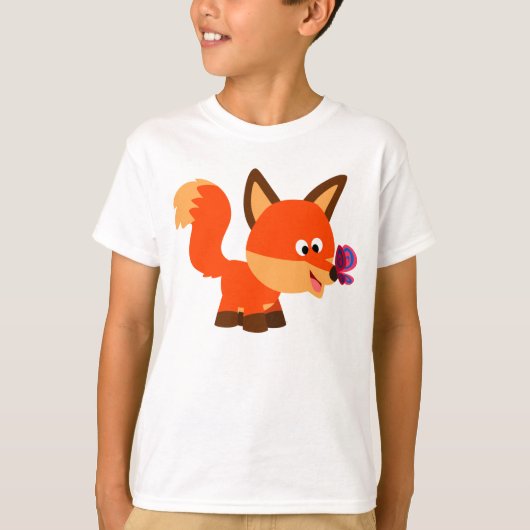 Cute Cartoon Fox and Butterfly Children T-Shirt (Voorkant)