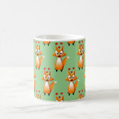 Cute Cartoon Fox Animal Pattern on Green Koffiemok (Center)