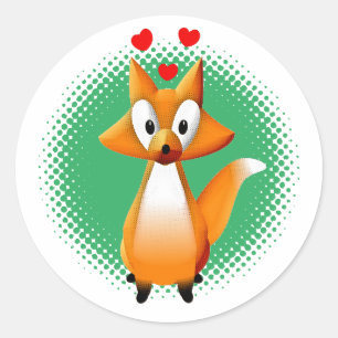 Cute Cartoon Fox Animal Ronde Sticker