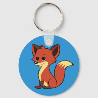 Cute Cartoon Fox Blue Sleutelhanger
