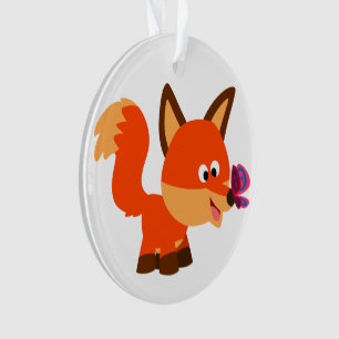 Cute Cartoon Fox en Butterfly Acrylornament Ornament